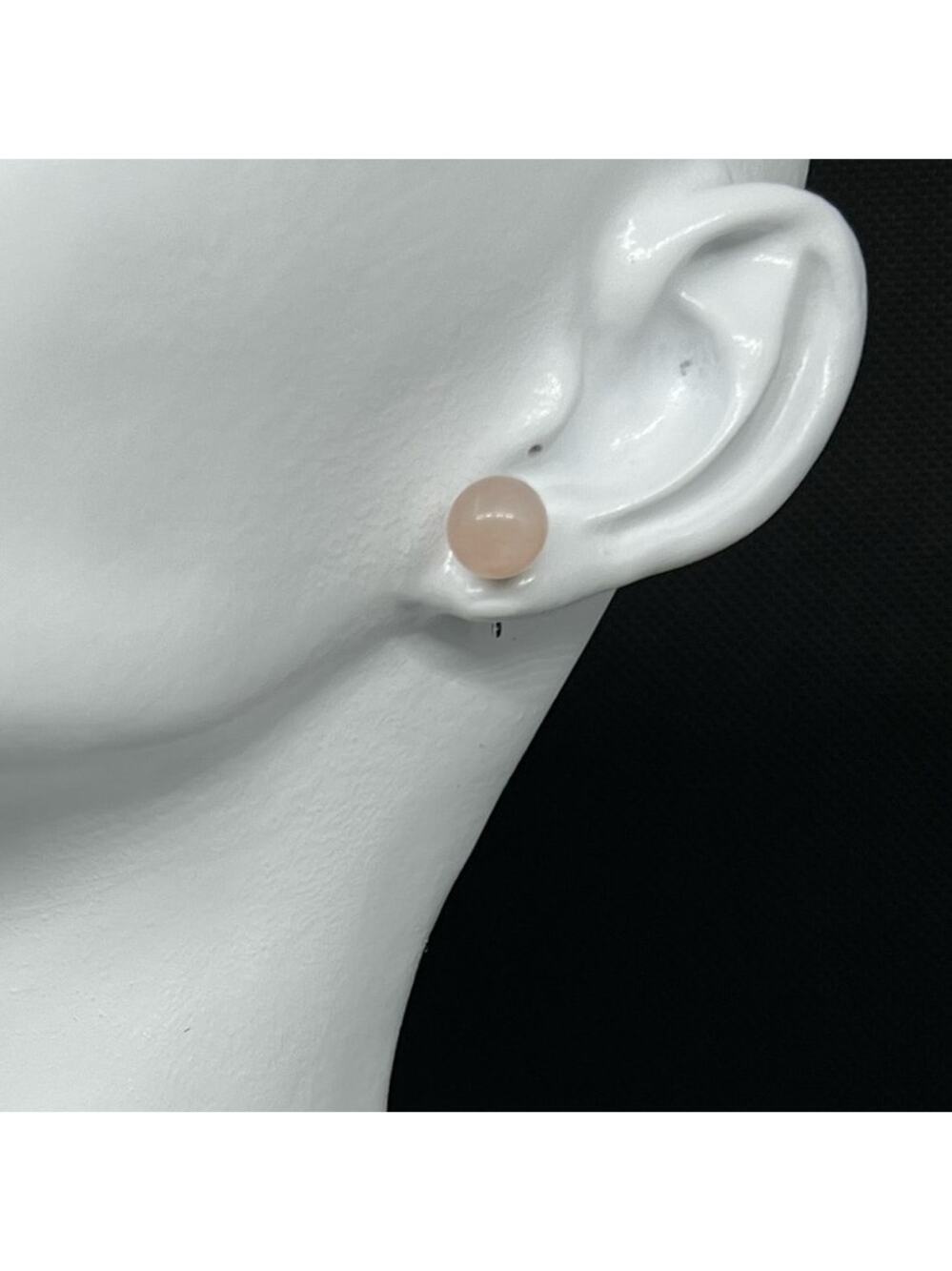 Light Pink Rose Quartz Style Stud Earrings Sterling Silver Posts
